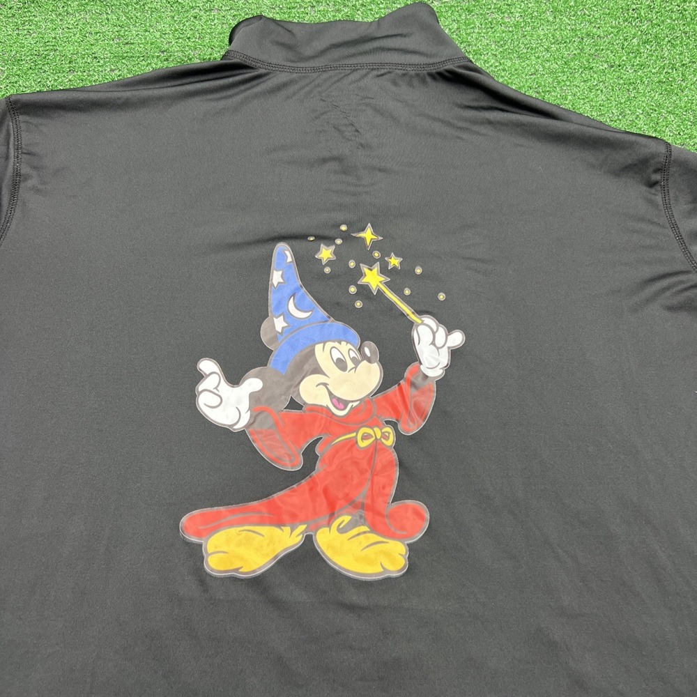 Walt Disney World Sorcerer Mickey Black 1/4 Zip Pullover Running Shirt Womens XL